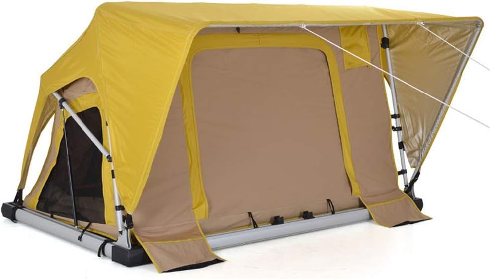 WJFJYPD Hydraulic Rod Soft Shell Manual Roof Tent Outdoor Camper Tent Double Self-driving Tent (Color : Yellow)