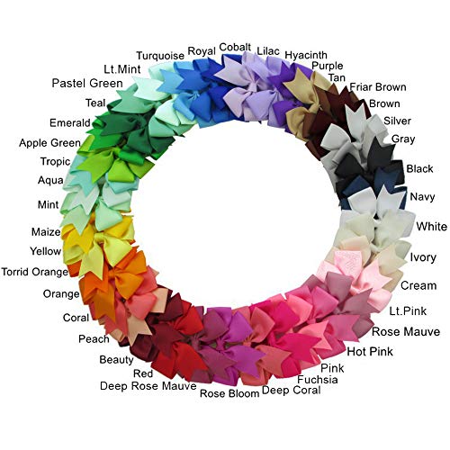 QingHan 40Pcs 3'' Grosgrain Ribbon Pinwheel Boutique Hair Bows Clips For Baby Girls Teens Toddlers Kids Children