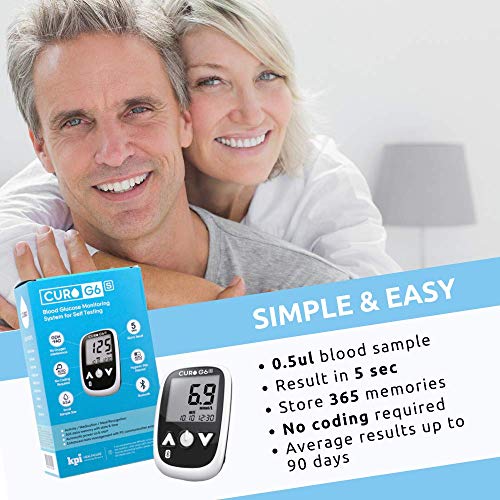CURO G6s Glucose Bluetooth Home Test Kit Blood Sugar Monitor Device