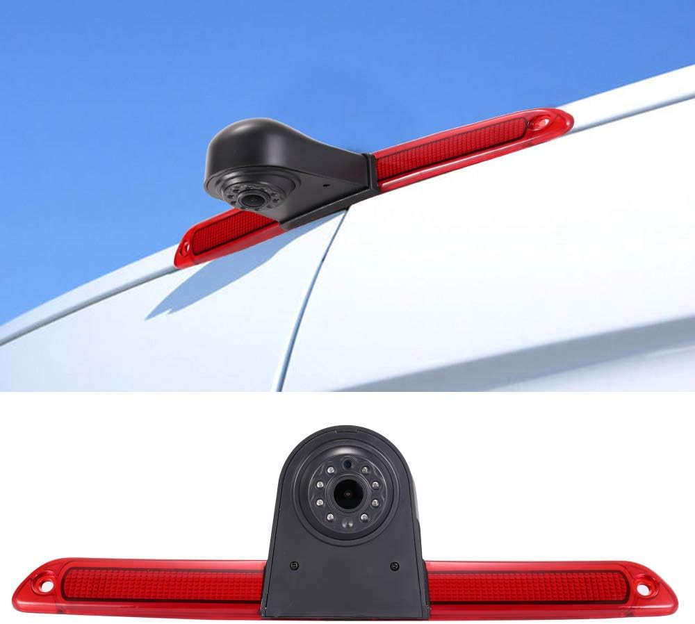 HD IP68 Third Roof Top Mount Brake Lamp Reverse Rear View Backup Camera Angle and distance Adjustable IR Night Vision for Mercedes Benz Sprinter W906/Transit Ducato Crafter Master Caravelle