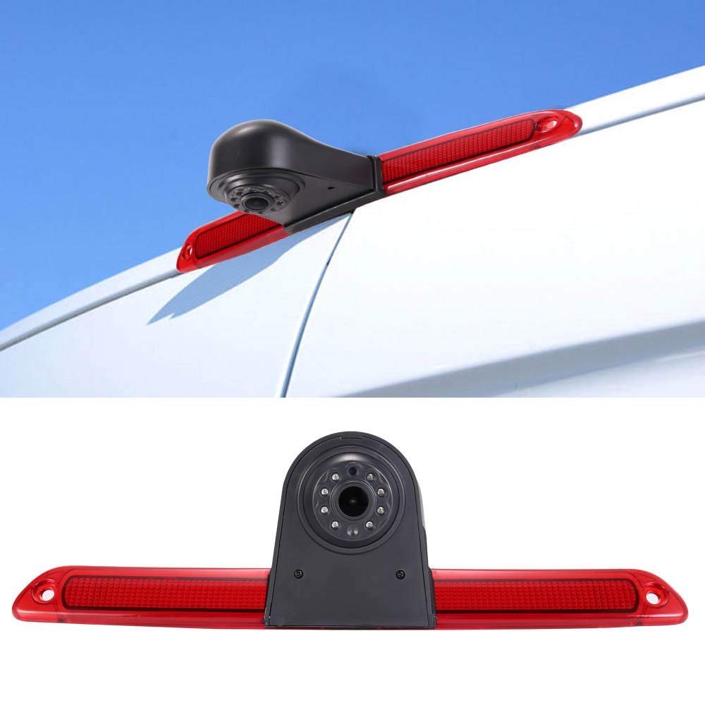 HD IP68 Third Roof Top Mount Brake Lamp Reverse Rear View Backup Camera Angle and distance Adjustable IR Night Vision for Mercedes Benz Sprinter W906/Transit Ducato Crafter Master Caravelle