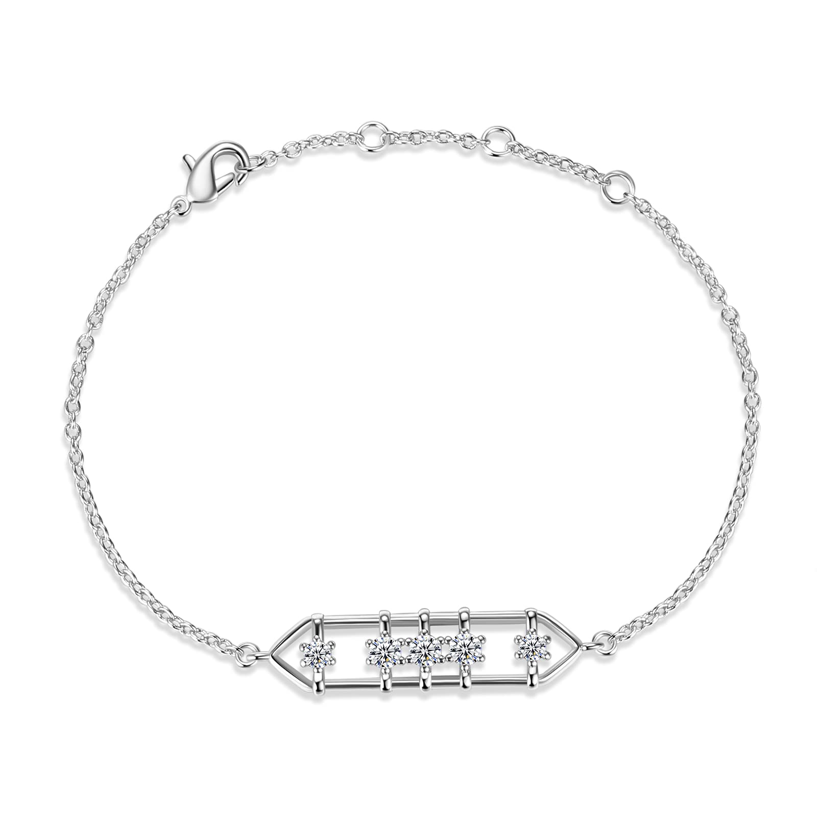 Zevmi Silver Cubic Zirconia Bracelets for Womens Adjustable - Elegant Friendship Link Bracelet Jewellery