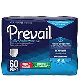 Prevail Maximum Absorbency Incontinence Underwear for Men, Small/Medium, 60 Count
