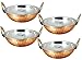 AVS STORES ® Set of 4, Indian Copper Serveware Karahi Vegetable Dinner Bowl with Solid Brass Handle for Indian Food, Diameter- 15 cm (6 Inches), Gold