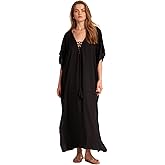 Gottex Beach Life Sable Kaftan Cover-Up - Front Tie Detail with Tassels, Side Slits, One Size Fits Most