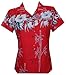 Alvish Hawaiian Shirt 35W Women Bamboo Tree Print Aloha Beach Top Blouse Red XL