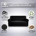 CHUN YI Stretch Loveseat Sofa Slipcover 2 Piece Sofa Cover, 2 Seater Couch Slipcover Coat Soft Washable Furniture Covers with Elastic Bottom, Checks Spandex Jacquard Fabric, Medium, Black