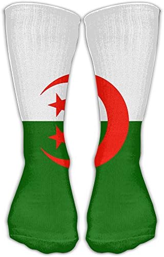 Chuanwang Algerian Flag Athletic 30cm Stockings Ankle Socks Sport Casual Socks Cotton Crew Socks Long Sock One Size