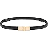 Buywis Womens Skinny Belts PU Leather Waist Belt Ladies Thin Waist Belt with Gold Buckle for Dresses