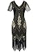 PrettyGuide Women's 1920s Dress Sequin Fringed Flapper Dress with Sleeve L Gold