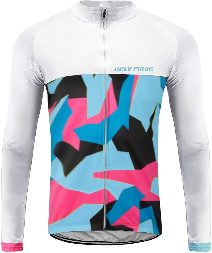 Uglyfrog Winter Fleece Warm Men's Full Zip Moisture Wicking Long Sleeve Cycling Jersey, Running Tops - Bike Biking Shirt