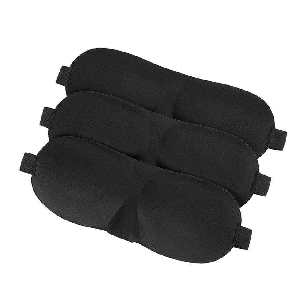 3D Eye Mask Sleeping Masks Eye Shades Eye Blinders for Soft Travel Sleep Rest, Nap, Shift Works 3 Pack (Black)