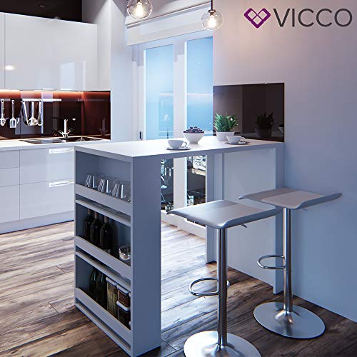 Vicco Bartisch Bar Weiß Anthrazit Tresen Bartresen Stehtisch Tisch Tresentisch Bistrotisch Küche mit 3 extra Fächern… – Bild 5