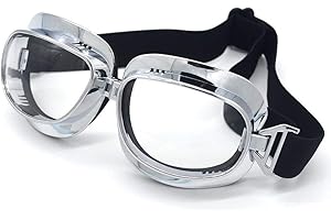 evomosa Motorcycle Goggles Vintage Pilot Goggles Retro Motocross Goggle Outdoor Eyewear Sports Glasses for Half Helmet