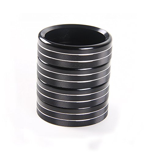 Aluminum Alloy Car Inner side Air Conditioner Switch Knob Ring Cover Trim For Ford F150 XLT 2016 2017 2018 (Black)