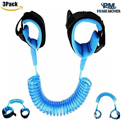 (3 PACK) Safety Child Anti Lost Wrist Link Harness Strap Rope Leash Walking Hand Belt - Control Range of Movement (1.5m, 2m, and 2.5m) for Toddlers, Babies &amp; Kids by PRIME MOVER