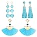 FIBO STEEL 3 Pairs Long Tassel Dangle Earrings for Women Bead thread Drop Earrings