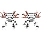 Axolotl Earrings for Women Sterling Silver Rose Gold Cute Axolotl Friendship Mexican Earrings Dainty Charm Unique Animal Stud Earring Kawaii Halloween Gifts