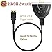 HDMI Switch 3 Port Switcher Hub with Pigtail Cable Supports 3D 1080P HD Audio for HD TV 3 in 1 Out …