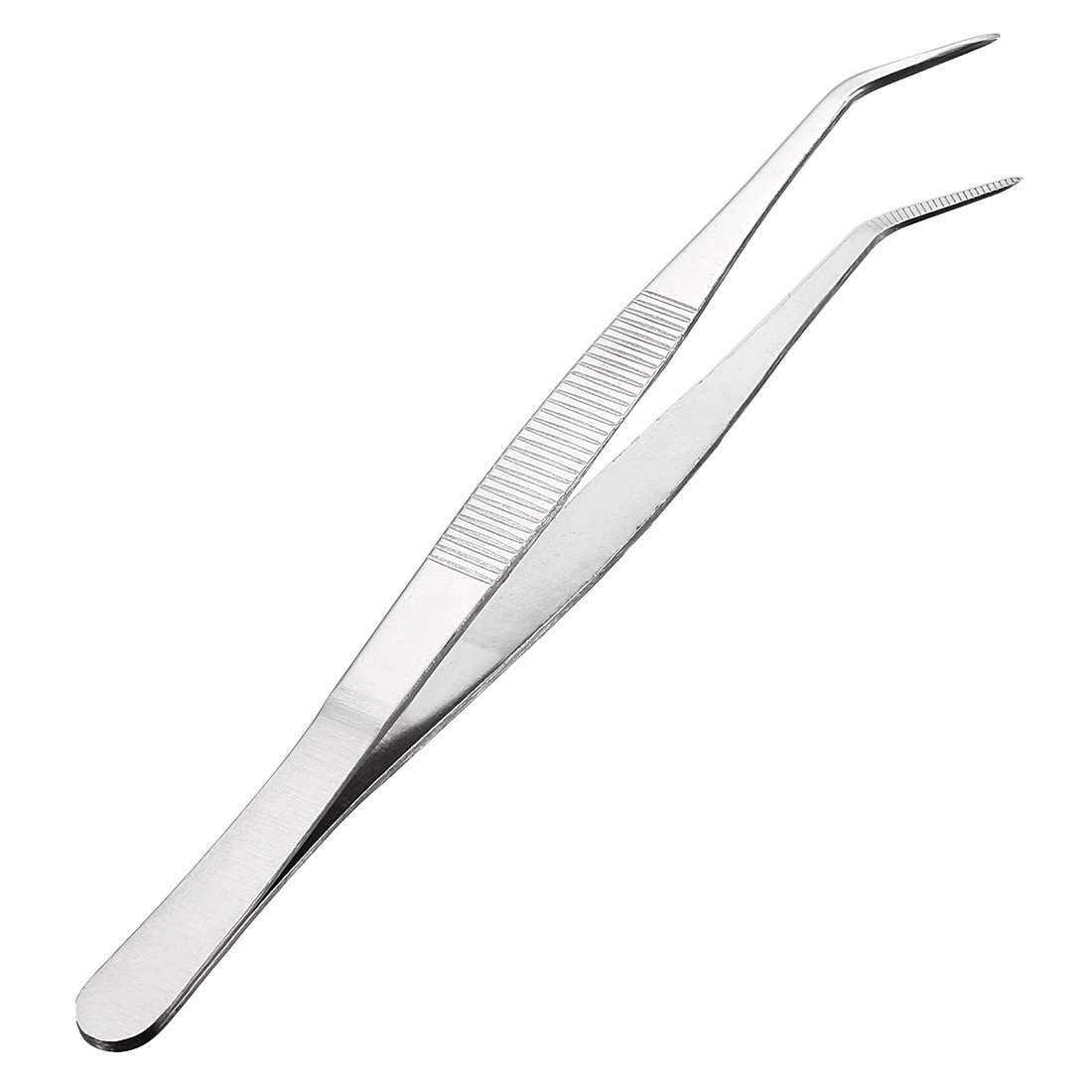 Sourcingmap 8-Inch Stainless Steel Tweezers with Curved Pointed Serrated Tip Daily Garden Tool