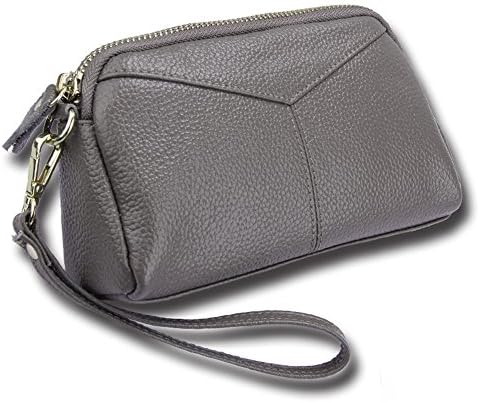 RFID Blocking Women Leather Wallet with Wrist Strap Large Capacity Wristlets Clutch Bag