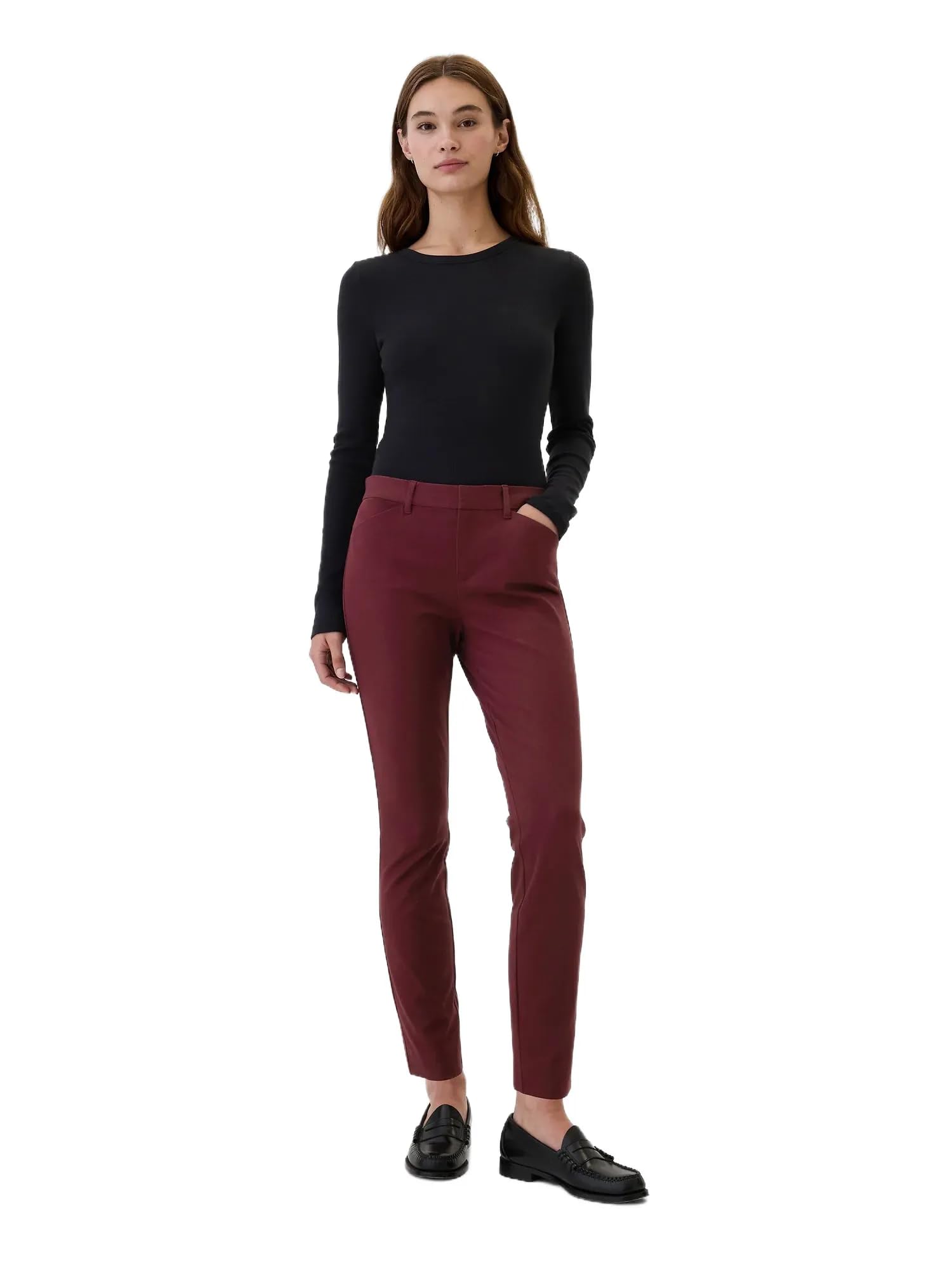 GAP Womens Skinny Ankle Pants in Bi-Stretch Pinot Noir 0