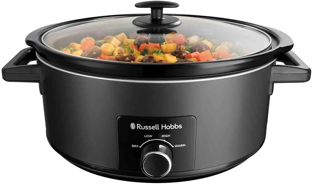 Russell Hobbs Slow Cooker 7L 320W Matte Black Stainless Steel 3 Settings