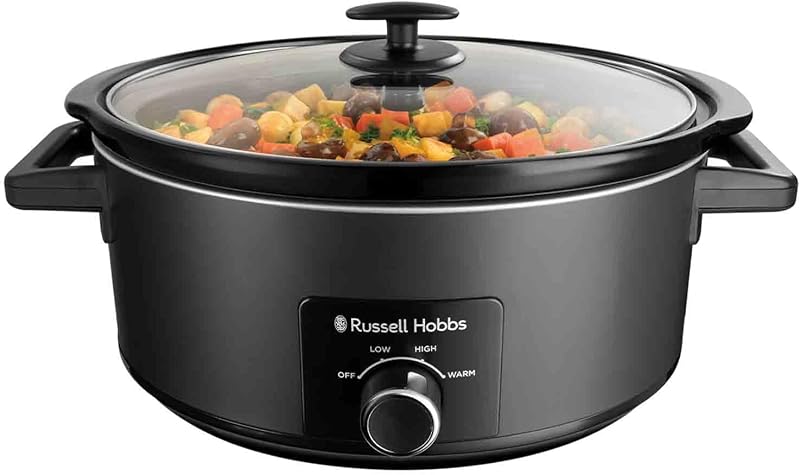 Russell Hobbs Slow Cooker 7L 320W Matte Black Stainless Steel 3 Settings