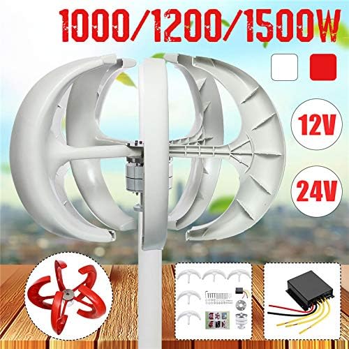 Wind Turbines Generator,1500/1200/1000W Wind Turbines Generator Lantern 5 Blades Motor Kit 12/24V Vertical Axis For Home Hybrid Streetlight+Controller