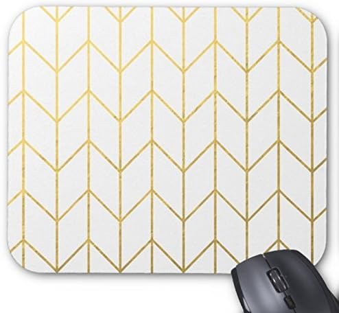 Gold and White Zig Zag Chevron Mouse Pad Mouse Pad Desktop Mousepad Laptop Mousepads Comfortable Computer Mouse Mat Cute Gaming Mouse Pad