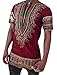 Makkrom Men's African Bright Dashiki Tribal Floral Shirt Variety (Large, Red)