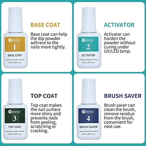 Mobray Dip Powder Nail Kit Starter, 6 Colors Purple Red Grey Glitter