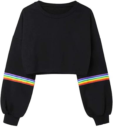 black hoodie with rainbow stripe