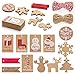 MerLerner 120 Pack Kraft Tags Christmas Gifts Hanging Paper Tags for Xmas Holiday Present Wrap (12 Brown Styles Designs with 65.6 Feet Hemp Rope/32.8 Feet Red and White Rope)