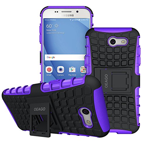 For Samsung Galaxy J3 Emerge Case, J3 Prime / J3 Mission / J3 Eclipse / J3 2017 / J3 Luna Pro / Sol 2 / Amp Prime 2 / Express Prime 2 Case, OEAGO Tough Rugged Dual Layer Case with Kickstand (Purple)
