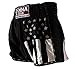 World MMA Gear Black Muay Thai Shorts Handmade Retro Design Thai Boxing Shorts for Men with US Flag Decoration