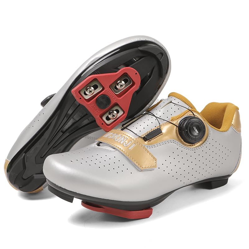 Photo 1 of Cycling Shoes, Unisex Delta Cleats Compatible, Indoor Peloton and Outdoor Road Bike Shoes for Men and Women Silver