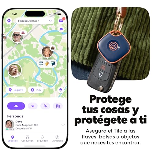 Tile - Localizador Bluetooth, localizador de Llaves y localizador de Objetos para Llaves, Bolsos y Mucho más.Compatible con iOS y Android. Paquete de 1 (Navy Blaze)