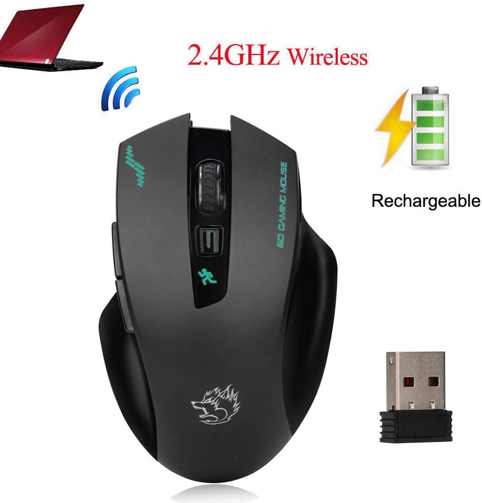 huoaoqiyegu Rechargeable 2400DPI USB Mechanical Gaming Mouse with Side