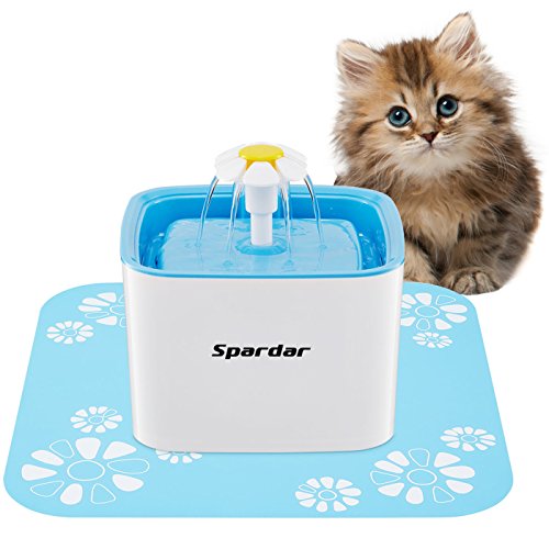 Pet Fountain Cats Water Dispenser - Healthy and Hygienic Drinking Water Flower Fountain 2.5L Super Quiet Automatic Electric Water Bowl for Dogs, Cats, Birds and Small Animals Blue