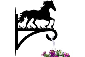 peacoblue Iron Plant Hangers Hooks for Outdoor Indoor Hanging Plants Flower Fern Pots Lantern Bird Feeder Wind Chimes, 12"x16" Weather Resistant Metal Wall Holder for Porch Garden Farmhouse(Horse)