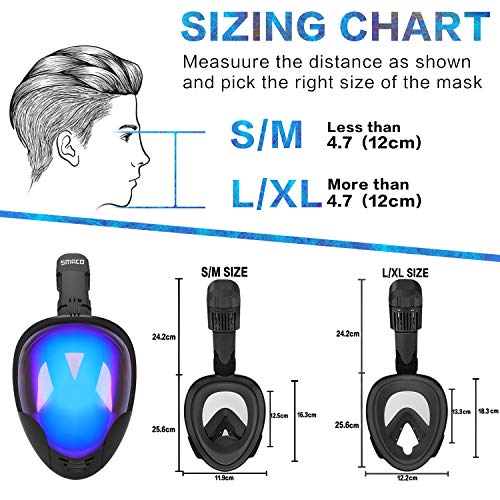 image for SMACO Full Face Snorkel Mask with UV Protection Anti-Fog Anti-Leak Sno