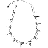 tenghong2021 Punk Spike Chokers Goth Necklaces Mens Chain Choker Collar Punk Streetwear Handmade Adjustable Vintage Rivet Jewelry for Women Girls Choker