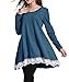 Sanifer Women Lace Long Sleeve Tunic Top Blouse with Leggings (Large, Blue)