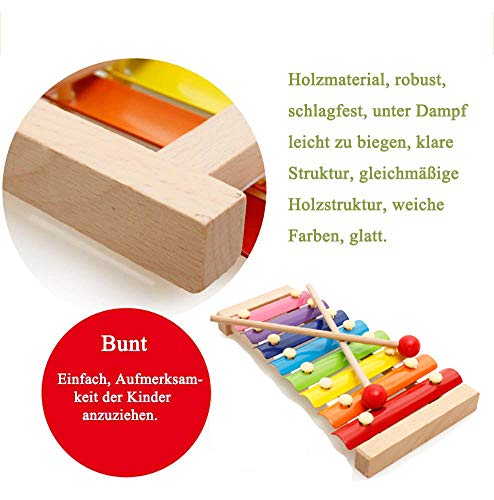 image for HenMerry 8 Key Toned Xylophone Wooden Musical Percussion Instrument Gl