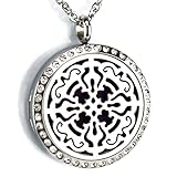 Sweet Soul Designs Aromatherapy Necklace Essential Oil Diffuser - Flower of Life Design with Crystals - Hypoallergenic Pendant and Chain for Natural Stress Relief