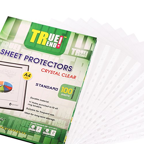 TRUETREND Clear Standard Sheet Protectors | 11 Reinforced Binder Ready Holes – Great for Document Storage, Reports and Presentations – Crystal Clear + A4 Size, Box of 100 - Thumbnail 7