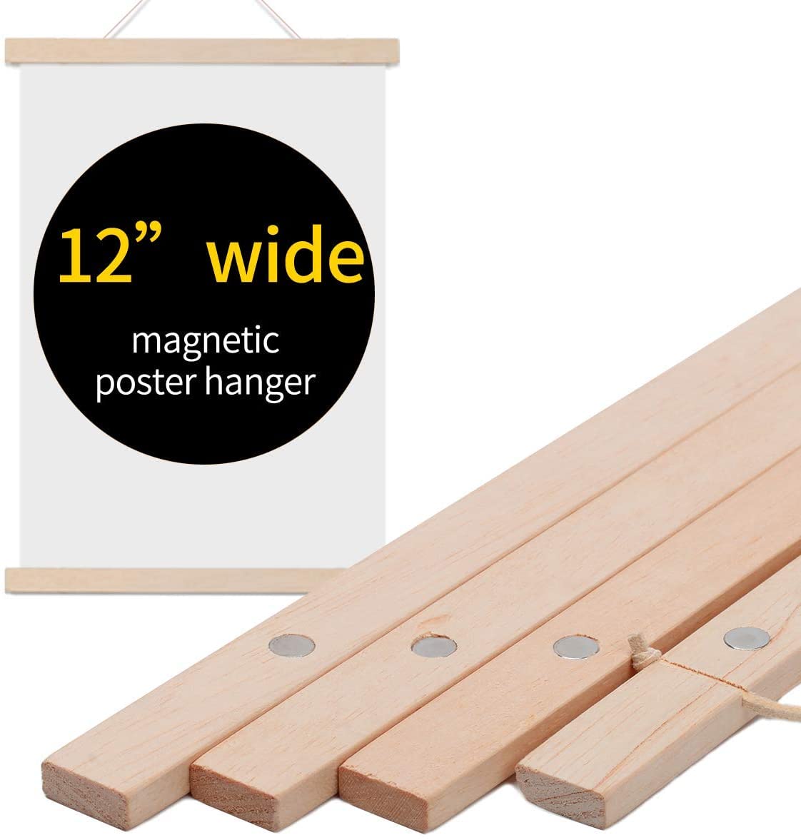 Zhichengbosi Magnetic Poster Frame Hanger, 30 cm Wide Wooden Magnet Frames Hanger for Canvas Artwork Art Print Paper Map Family Photo Picture Wall Hanging