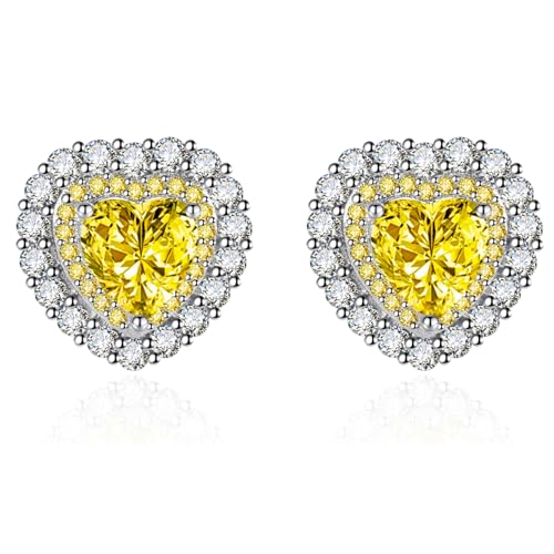 14K White Gold Heart Moissanite Stud Earrings, Iced Out Halo Pave Setting for Mom Grandma Wife at Amazon