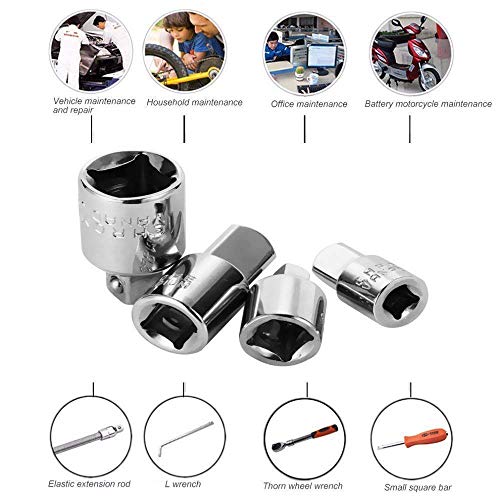 Impact Grade Power Hand Tools Driver Sockets Adapter Extension Set,4Pcs Drive Socket Adapter Converter Reducer Air Impact Socket Wrench Set+3pc 1/4" 3/8" 1/2"Cr-V Hex Shank Drill Nut Driver Bit Set - Thumbnail 4
